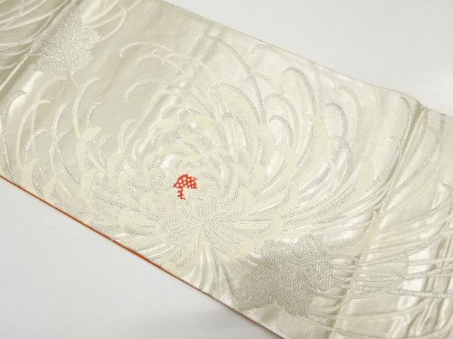 JAPANESE KIMONO / ANTIQUE RANGIKU PATTERN WOVEN FUKURO OBI (MATERIAL)